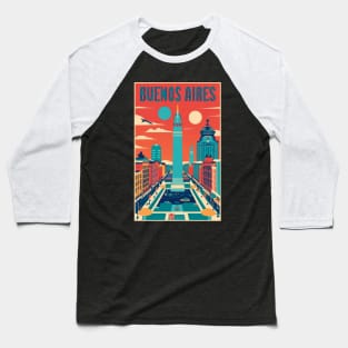 A Vintage Travel Art of Buenos Aires - Argentina Baseball T-Shirt